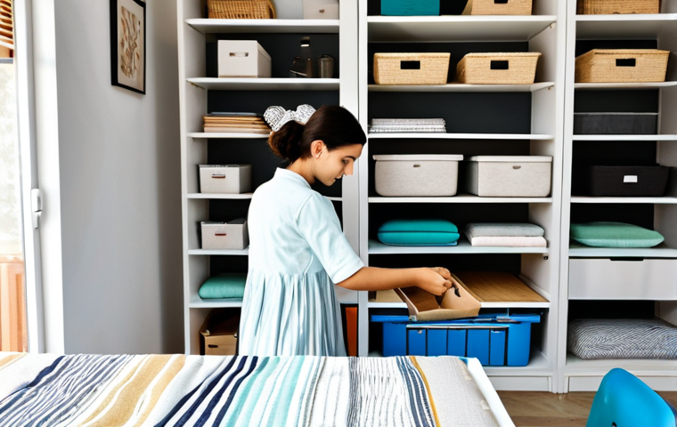 Decluttering for Peace**

A bright, airy Turkish home interior. A young woman, fully clothed in comfortable, modest clothes, is sorting through items in a stylish storage box. She has a serene expression. In the background, we see neatly organized shelves with fewer belongings. "Safe for work," appropriate content, fully clothed, professional quality, perfect anatomy, natural pose, minimalist lifestyle, decluttering, financial peace of mind, family-friendly.

**